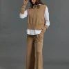 Pantalons-Lauren Vidal PANTALON JOGGING EN MAILLE RAQUEL Camel