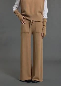 Pantalons-Lauren Vidal PANTALON JOGGING EN MAILLE RAQUEL Camel