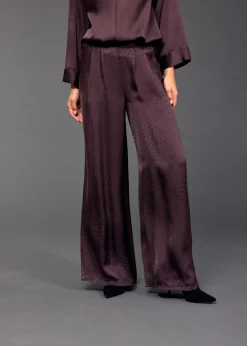 Pantalons-Lauren Vidal PANTALON LARGE EN VISCOSE JACQUARD WILLY Raisin