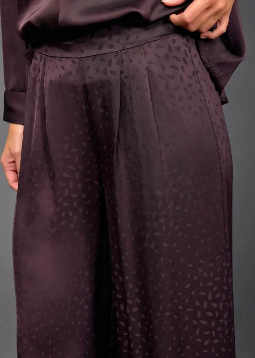 Pantalons-Lauren Vidal PANTALON LARGE EN VISCOSE JACQUARD WILLY Raisin
