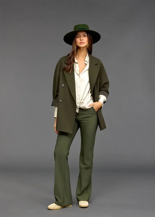 Pantalons-Lauren Vidal PANTALON SOUPLE EVASE JUDY Bronze