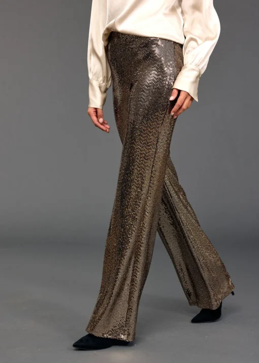 Pantalons-Lauren Vidal PANTALON STYLE PAILLETTES SANTA Gold