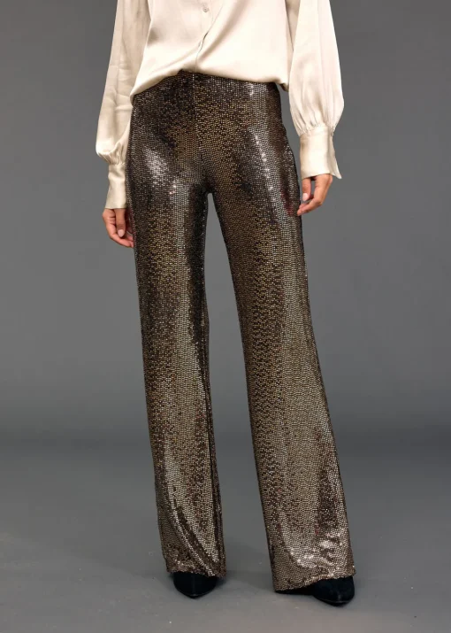 Pantalons-Lauren Vidal PANTALON STYLE PAILLETTES SANTA Gold