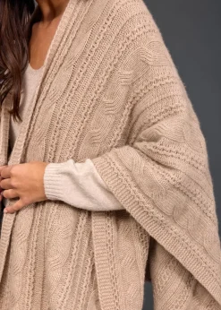 Pulls & Gilets-Lauren Vidal Poncho torsadé Roca Sable