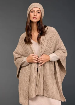 Pulls & Gilets-Lauren Vidal Poncho torsadé Roca Sable