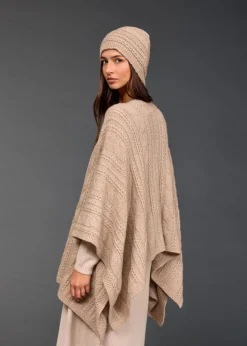 Pulls & Gilets-Lauren Vidal Poncho torsadé Roca Sable