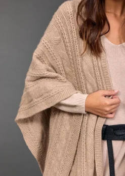 Pulls & Gilets-Lauren Vidal Poncho torsadé Roca Sable