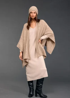 Pulls & Gilets-Lauren Vidal Poncho torsadé Roca Sable
