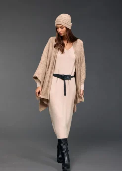 Pulls & Gilets-Lauren Vidal Poncho torsadé Roca Sable