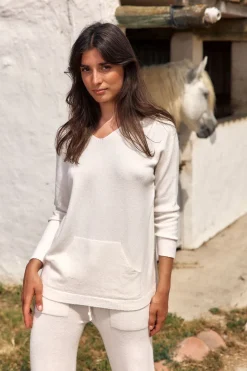 Pulls & Gilets-Lauren Vidal PULL À CAPUCHE JANICE Ecru