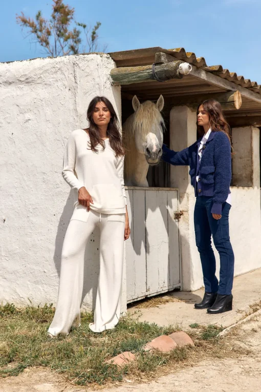 Pulls & Gilets-Lauren Vidal PULL À CAPUCHE JANICE Ecru
