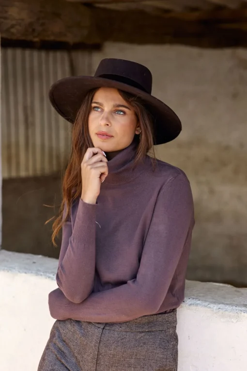 Pulls & Gilets-Lauren Vidal PULL COL ROULÉ FITTÉ FALBA Raisin