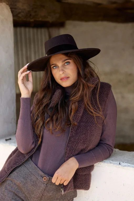 Pulls & Gilets-Lauren Vidal PULL COL ROULÉ FITTÉ FALBA Raisin
