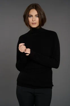 Robes & Jupes-Lauren Vidal PULL COL ROULE BASIC SAKI Noir