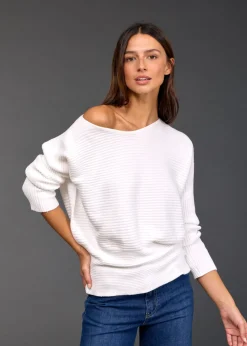 Pulls & Gilets-Lauren Vidal PULL CÔTELÉ SOHO Blanc