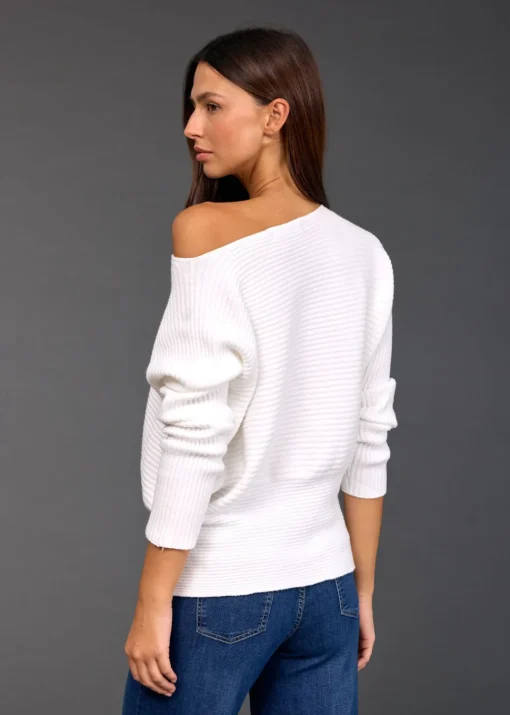 Pulls & Gilets-Lauren Vidal PULL CÔTELÉ SOHO Blanc