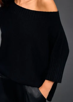 Pulls & Gilets-Lauren Vidal Pull encolure bateau Vinci Noir