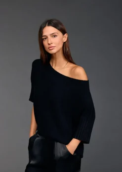 Pulls & Gilets-Lauren Vidal Pull encolure bateau Vinci Noir