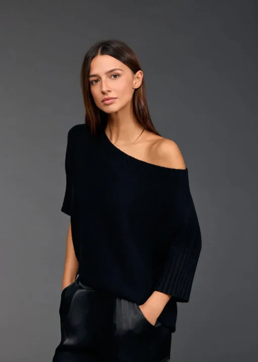 Pulls & Gilets-Lauren Vidal Pull encolure bateau Vinci Noir