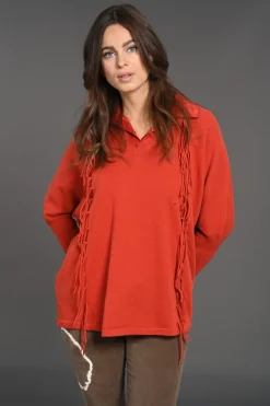 Pulls & Gilets-Lauren Vidal Pull Frangé en laine Naomi Paprika