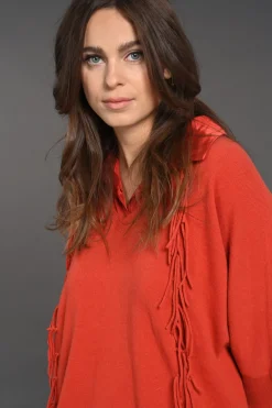 Pulls & Gilets-Lauren Vidal Pull Frangé en laine Naomi Paprika