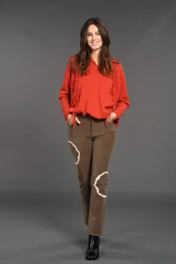 Pulls & Gilets-Lauren Vidal Pull Frangé en laine Naomi Paprika