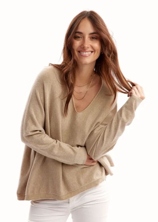 Pulls & Gilets-Lauren Vidal Pull oversize col V Ble