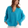 Pulls & Gilets-Lauren Vidal Pull oversize col V Turkis