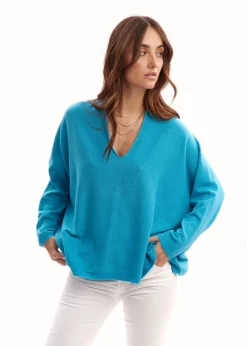 Pulls & Gilets-Lauren Vidal Pull oversize col V Turkis
