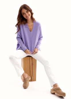 Pulls & Gilets-Lauren Vidal Pull oversize col V Lavande