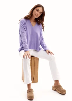 Pulls & Gilets-Lauren Vidal Pull oversize col V Lavande