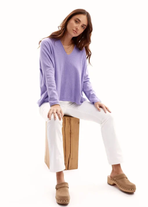 Pulls & Gilets-Lauren Vidal Pull oversize col V Lavande
