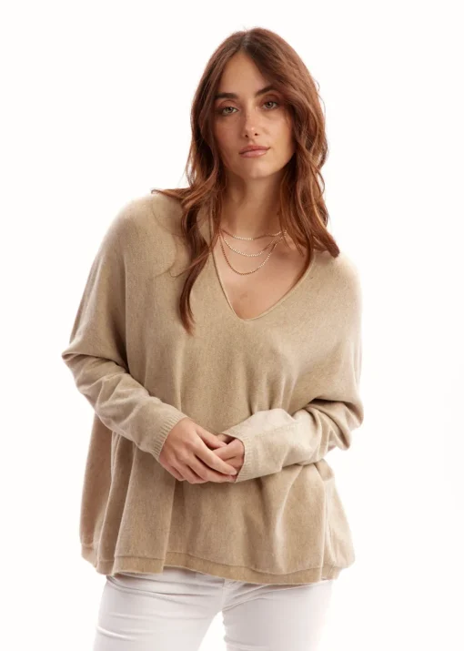 Pulls & Gilets-Lauren Vidal Pull oversize col V Ble