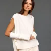 Pulls & Gilets-Lauren Vidal Pull sans manches Marcia Ecru