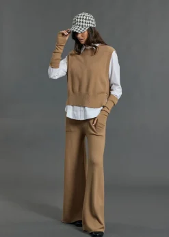 Pulls & Gilets-Lauren Vidal Pull sans manches Marcia Camel