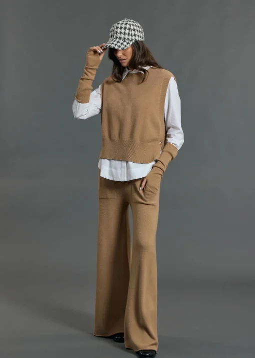 Pulls & Gilets-Lauren Vidal Pull sans manches Marcia Camel