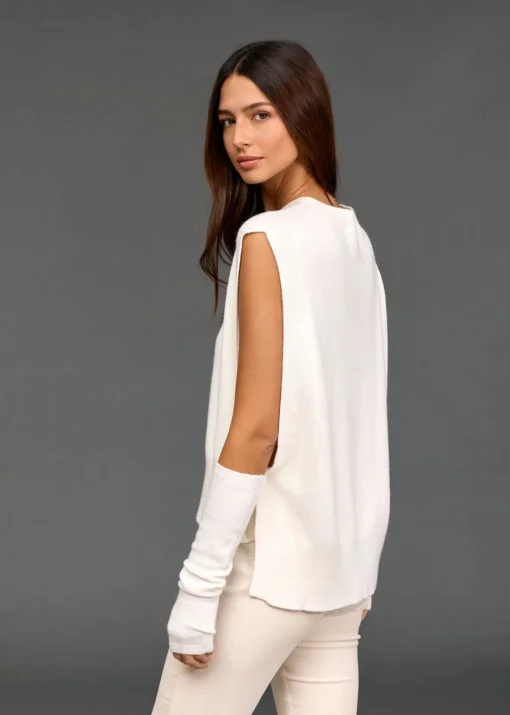 Pulls & Gilets-Lauren Vidal Pull sans manches Marcia Ecru