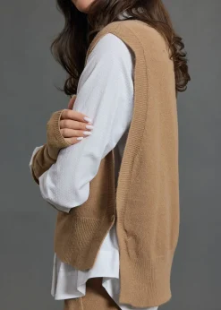 Pulls & Gilets-Lauren Vidal Pull sans manches Marcia Camel
