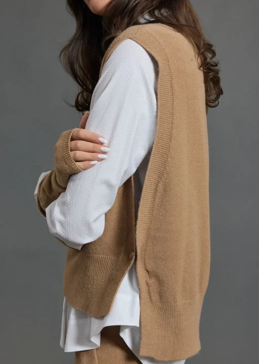 Pulls & Gilets-Lauren Vidal Pull sans manches Marcia Camel