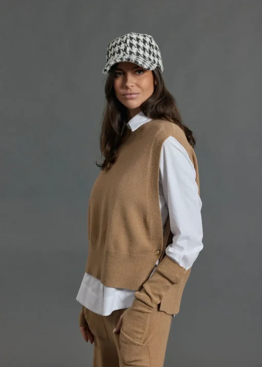 Pulls & Gilets-Lauren Vidal Pull sans manches Marcia Camel