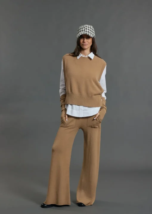 Pulls & Gilets-Lauren Vidal Pull sans manches Marcia Camel