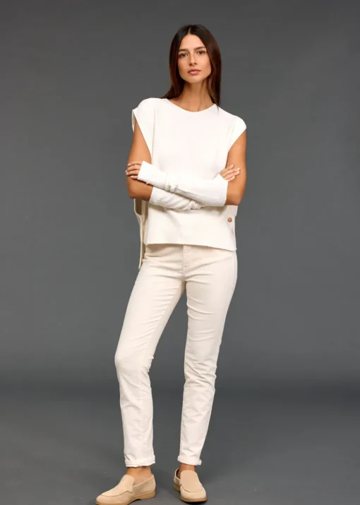 Pulls & Gilets-Lauren Vidal Pull sans manches Marcia Ecru
