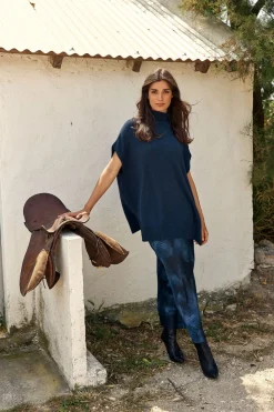 Pulls & Gilets-Lauren Vidal Pull Tunique maille Judi Indigo