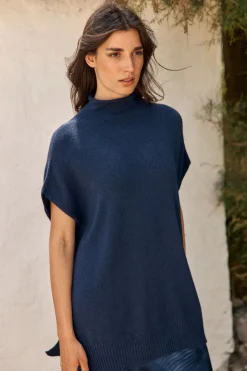 Pulls & Gilets-Lauren Vidal Pull Tunique maille Judi Indigo