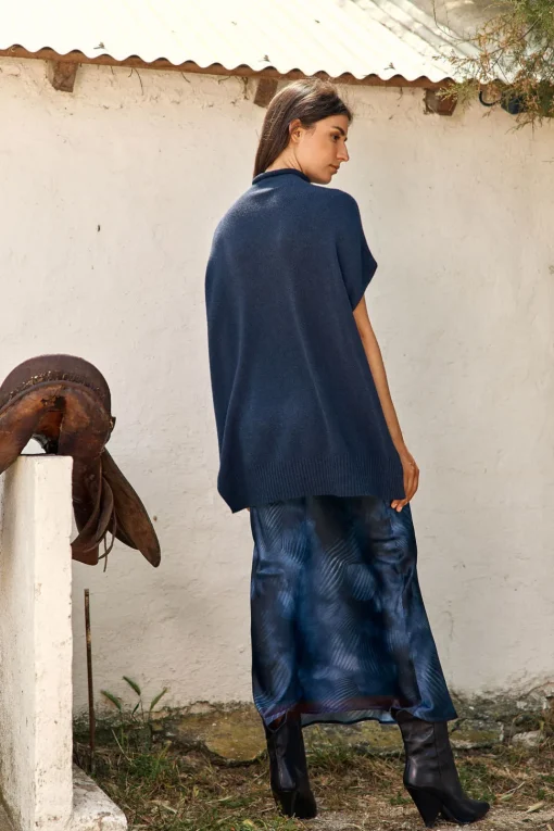 Pulls & Gilets-Lauren Vidal Pull Tunique maille Judi Indigo