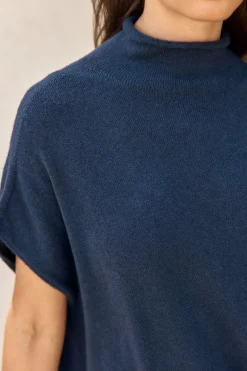 Pulls & Gilets-Lauren Vidal Pull Tunique maille Judi Indigo