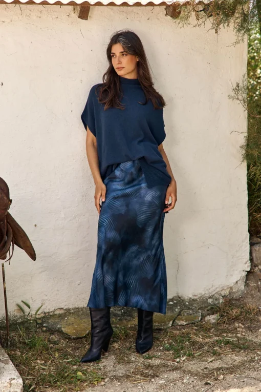Pulls & Gilets-Lauren Vidal Pull Tunique maille Judi Indigo
