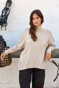 Pulls & Gilets-Lauren Vidal Pull évasé au col montant Nao Sable