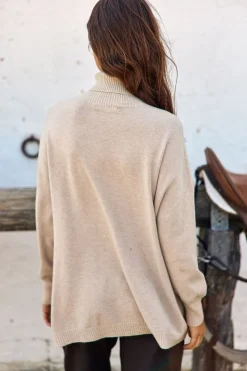 Pulls & Gilets-Lauren Vidal Pull évasé au col montant Nao Sable