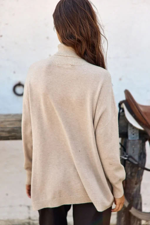 Pulls & Gilets-Lauren Vidal Pull évasé au col montant Nao Sable